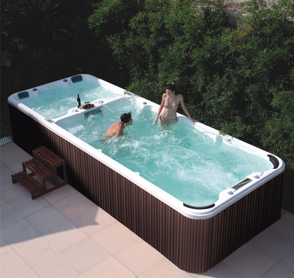 Bể bơi vô tận Nhà lắp ghép Spa Hồ bơi ngoài trời 7 người Hệ thống lọc đôi