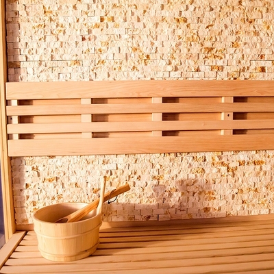 Phòng xông hơi khô Hemlock / Red Cedar Corner nguyên chất của Canada 6KW 220V với phòng xông hơi đá muối