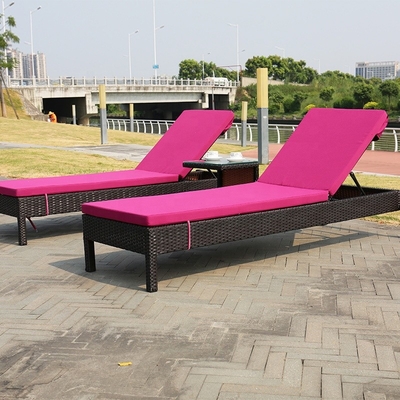 Thư giãn ngoài trời Wicker Sun Lounger Bed Ghế mây Ghế dài cho hồ bơi trên bãi biển