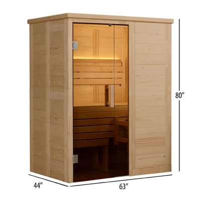 Phòng xông hơi khô trong nhà bằng gỗ cho 2 người Solid Nordic Spruce Steam 6kw